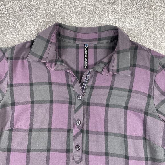 Kuhl Tops - Kuhl Flannel Shirt Womens Small 1/2 Button Pockets Plaid Purple Outdoors